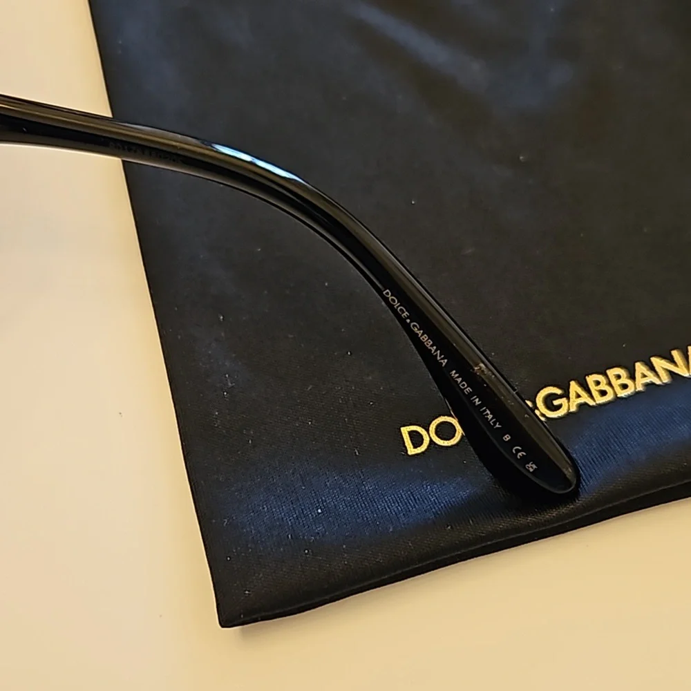 Dolce & Gabbana Black and Gold Sunglasses with Box, Case, Pouch,Care Booklet - Picture 6 of 13